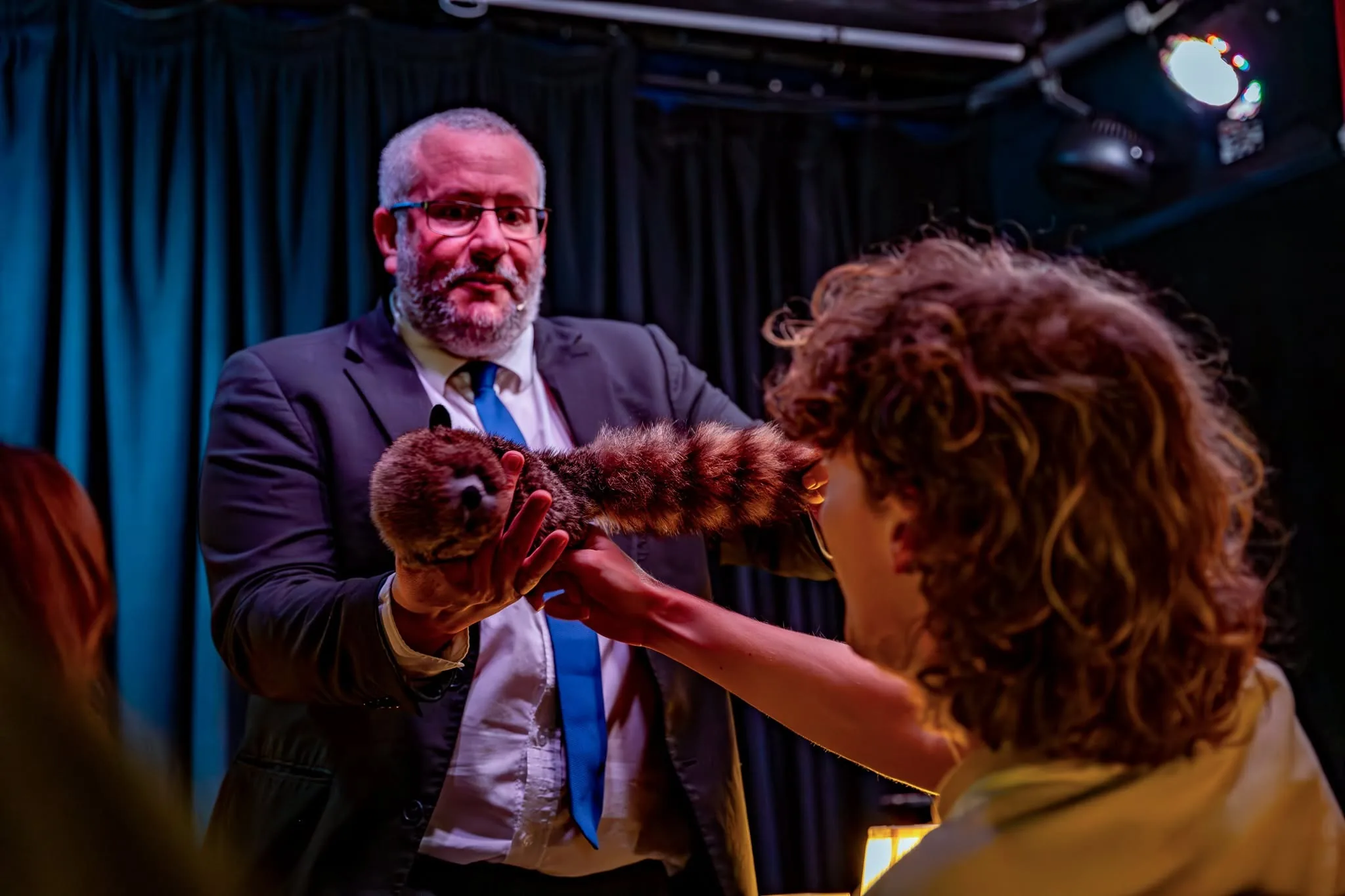 Rich Newman interacting with an audience member